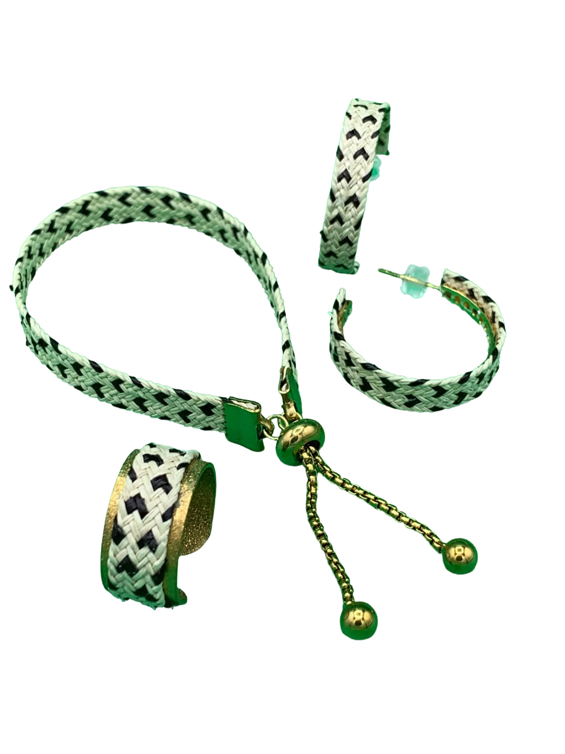 Juego de argollas , pulsera y anillo